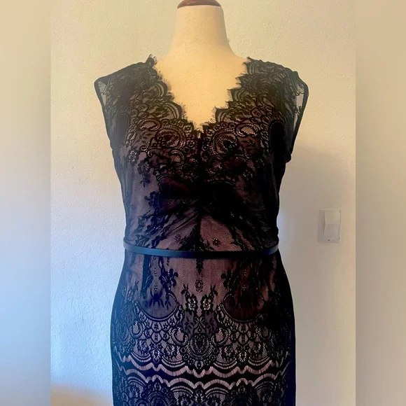 Lane Bryant | Dresses | Beautiful Black Stretch Lace Lane Bryant Sheath  Dress With Nude Slip Never Worn | Poshmark